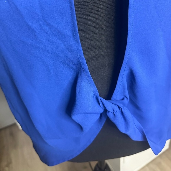 Express Royal Blue Chiffon Open Back Blouse Size Medium - Picture 3 of 5